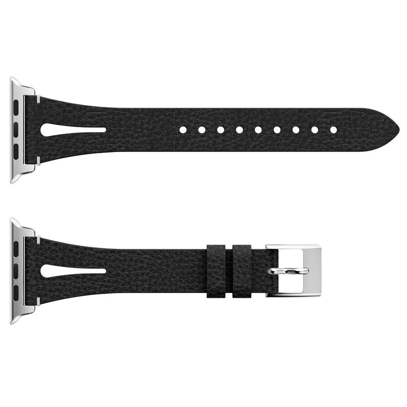 Black Slim Leather Apple Watch Strap