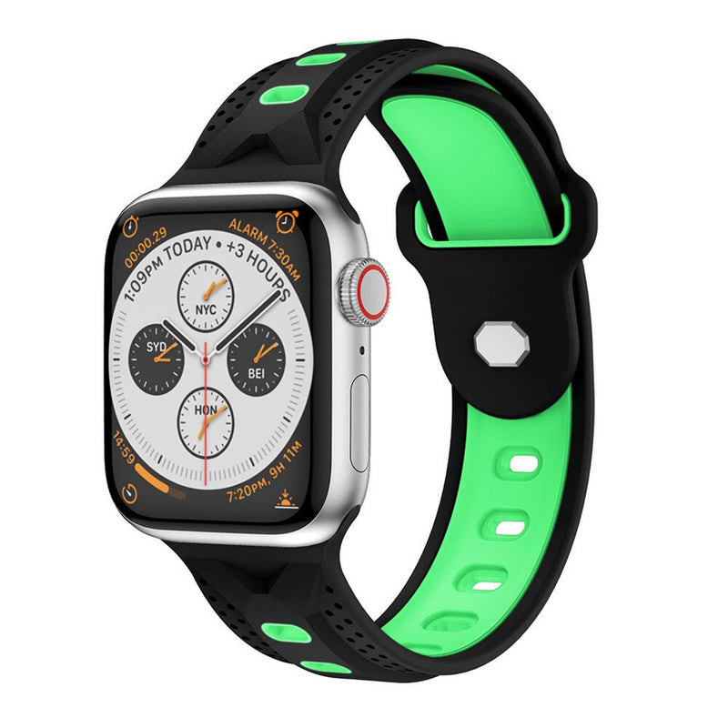 Black/Green Ventilated Sports Apple Watch Strap