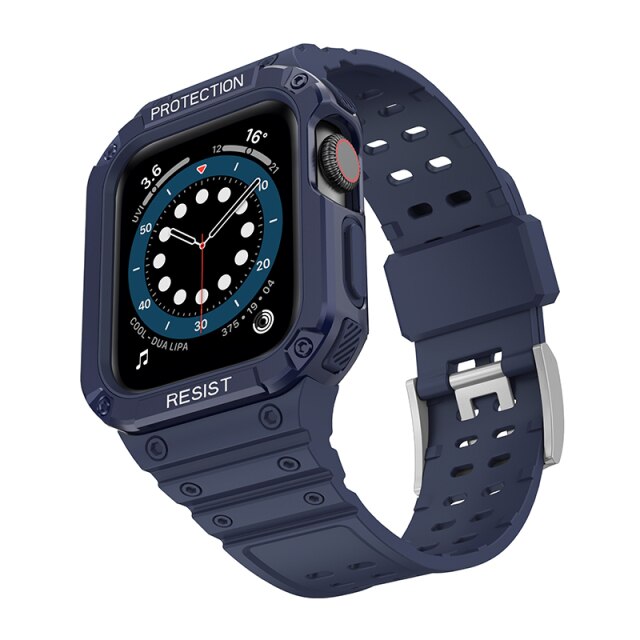 Dark Blue Silicone Shock® Apple Watch Strap & Case (Dark Blue)