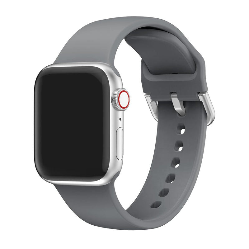 Dark Grey Silicone Apple Watch Strap (Silver Buckled)