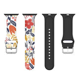Floral Patterned Silicone Apple Watch Strap