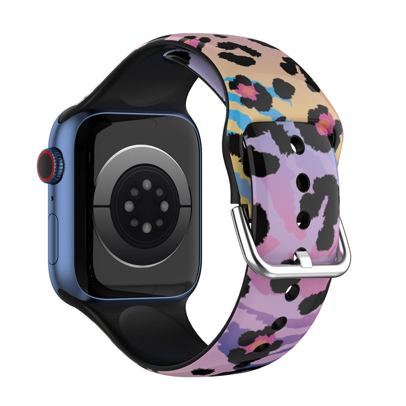 Leopard Print Patterned Silicone Apple Watch Strap