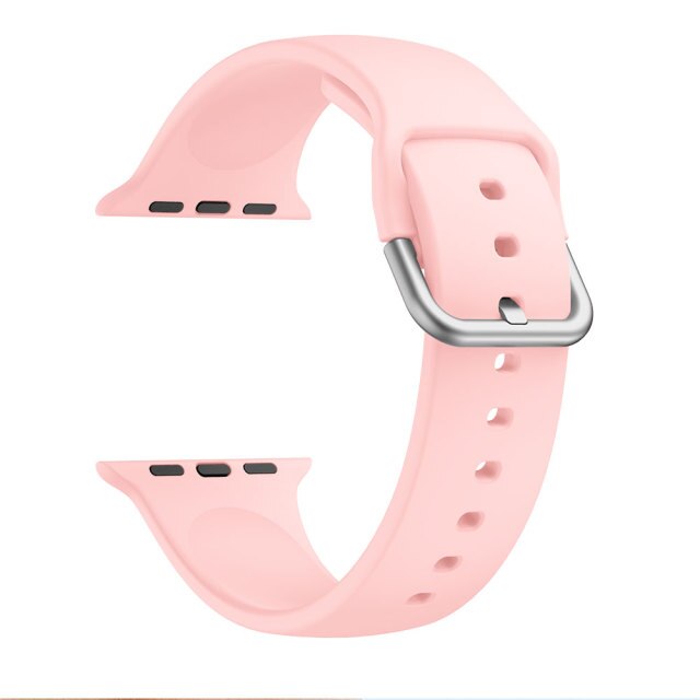 Light Pink Silicone Apple Watch Strap (Silver Buckled)