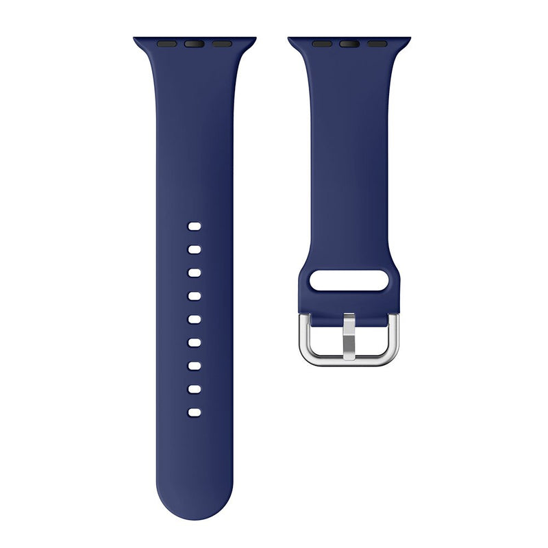 Midnight Blue Silicone Apple Watch Strap (Silver Buckled)