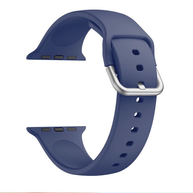 Navy Silicone Apple Watch Strap (Silver Buckled)
