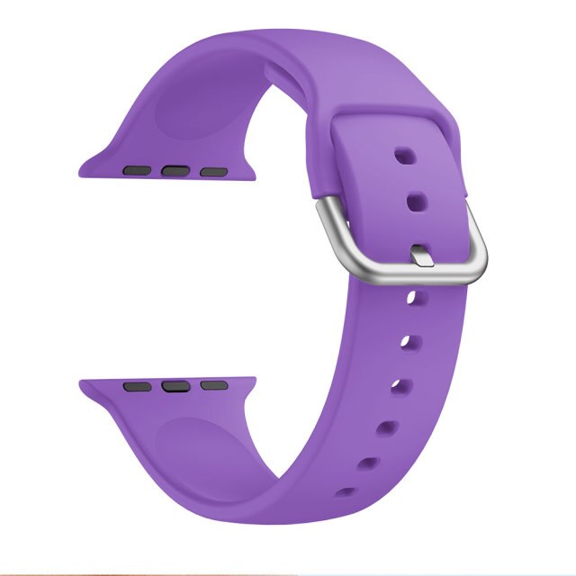 Purple Silicone Apple Watch Strap (Silver Buckled)