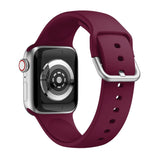 Red Wine Silicone Apple Watch Strap (Silver Buckled)