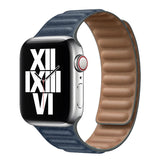 Dark Blue Leather Link Apple Watch Strap