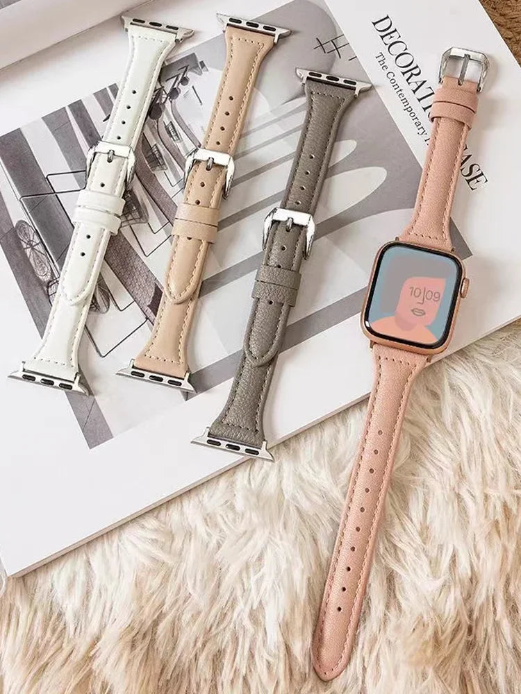 Apricot Slim Leather II Apple Watch Strap