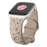 Milky Tea Floral Silicone Apple Watch Strap