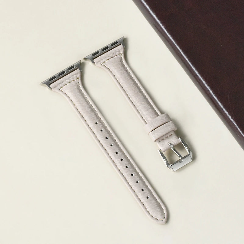 White Slim Leather II Apple Watch Strap