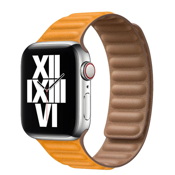 California Poppy Leather Link Apple Watch Strap