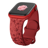 Red Floral Silicone Apple Watch Strap