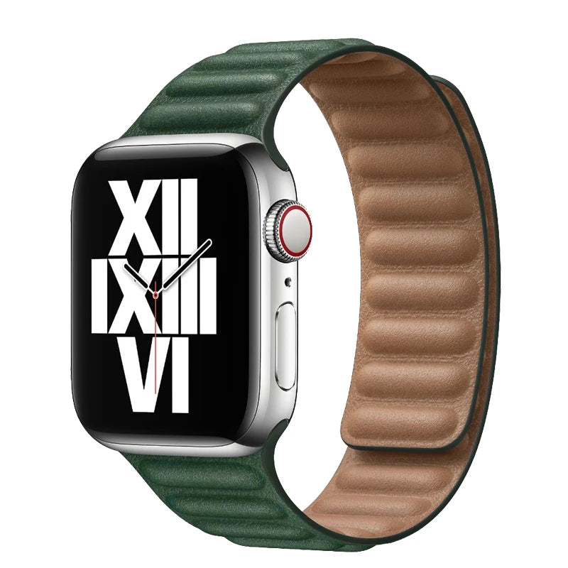 Turquoise Green Leather Link Apple Watch Strap