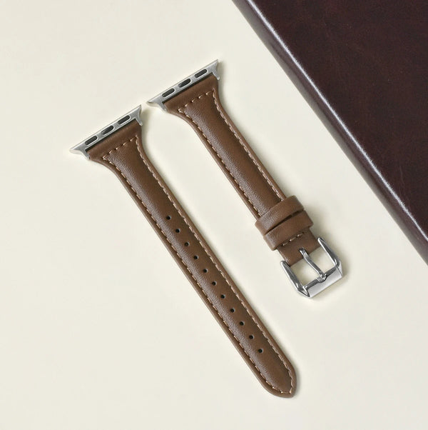 Dark Brown Slim Leather II Apple Watch Strap