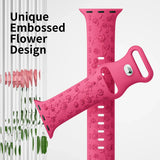 Pink Floral Silicone Apple Watch Strap