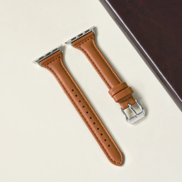 Tan Slim Leather II Apple Watch Strap