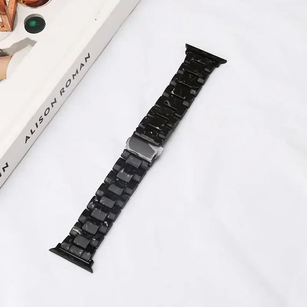 Black Flower Luxury Ceramic Apple Watch Strap