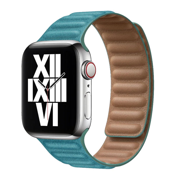 Baltic Blue Leather Link Apple Watch Strap