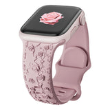 Pink Floral Silicone Apple Watch Strap