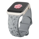 Grey Floral Silicone Apple Watch Strap