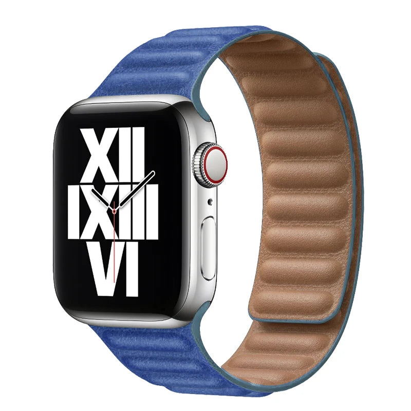 Midnight Blue Leather Link Apple Watch Strap