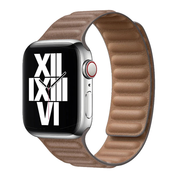 Coffee Leather Link Apple Watch Strap