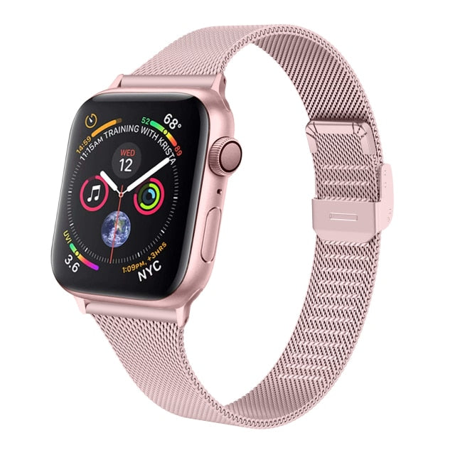 Slim Rose Pink Milanese Apple Watch Strap