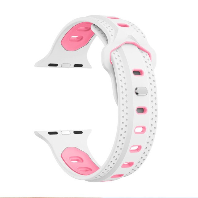 White/Pink Ventilated Sports Apple Watch Strap